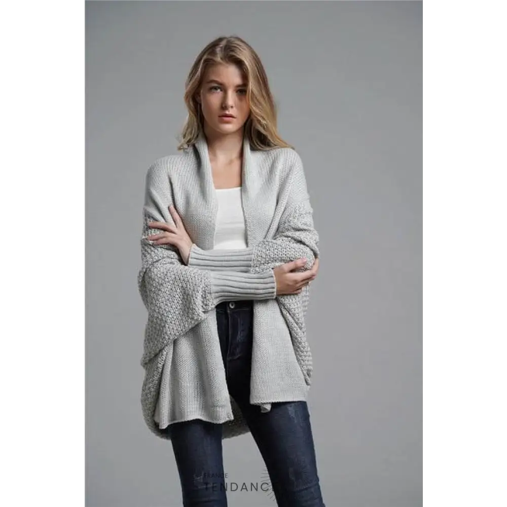 Cardigan Uni à Manches Chauve-souris | France-Tendance