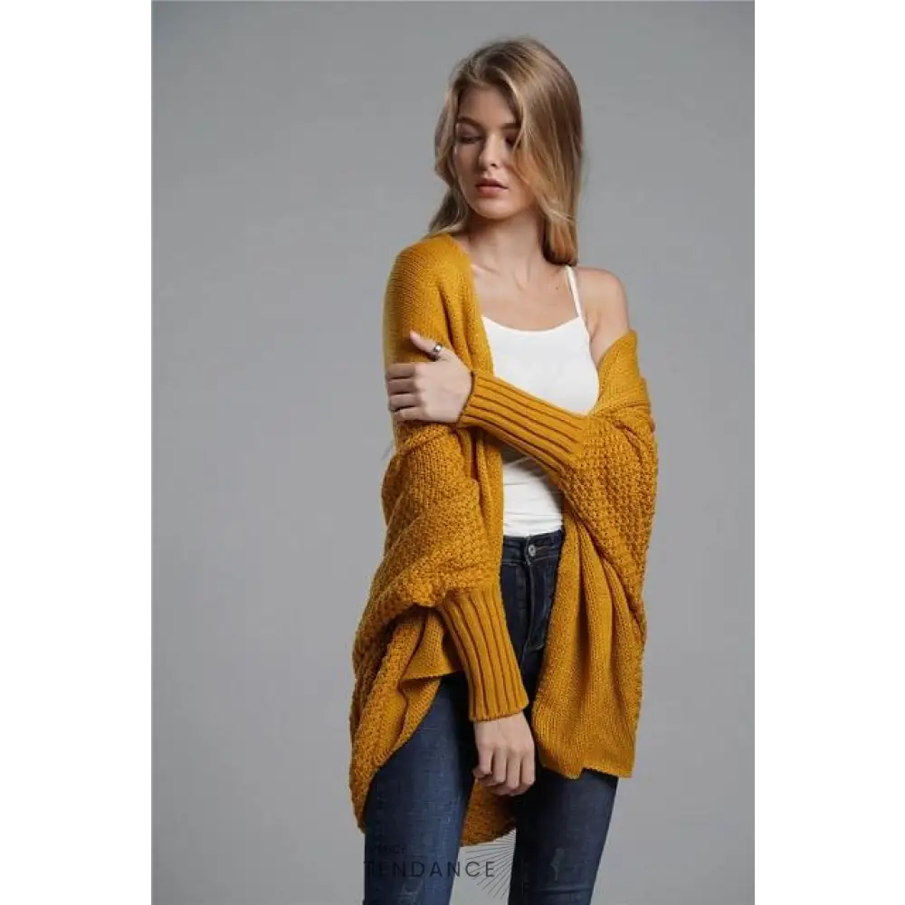 Cardigan Uni à Manches Chauve-souris | France-Tendance