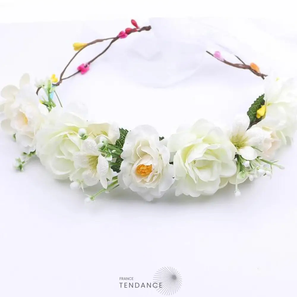 Couronne De Fleurs Blanches Mariée | France-Tendance