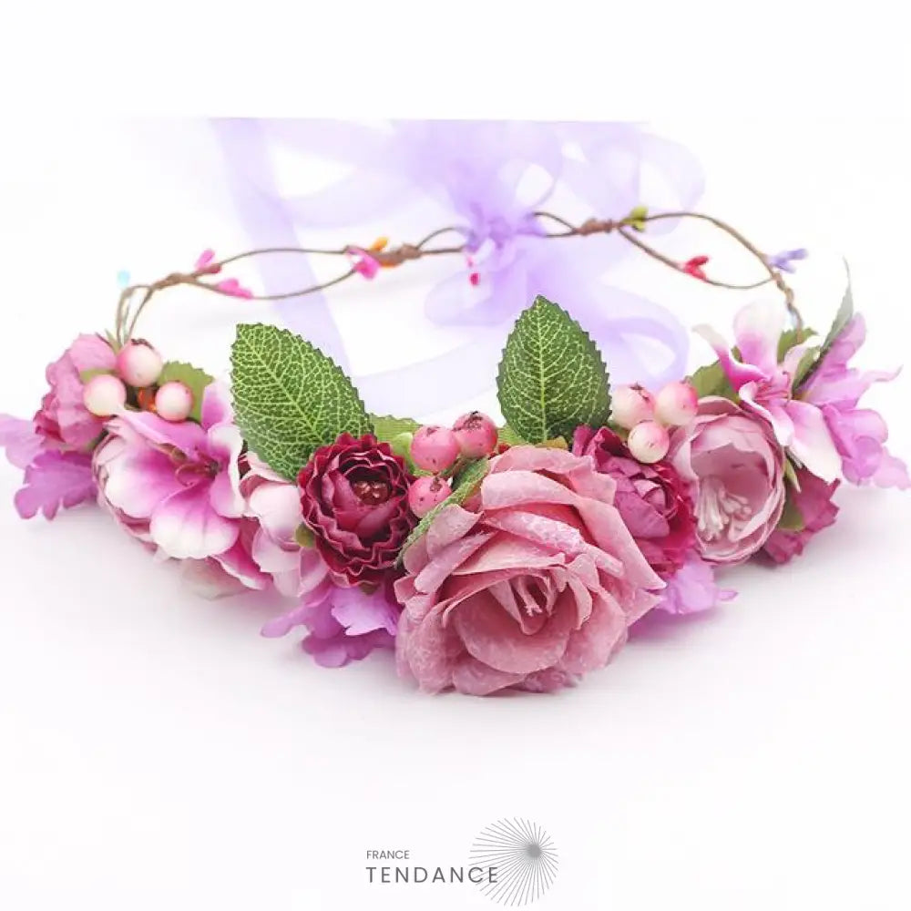 Couronne De Fleurs Rose Hippie | France-Tendance
