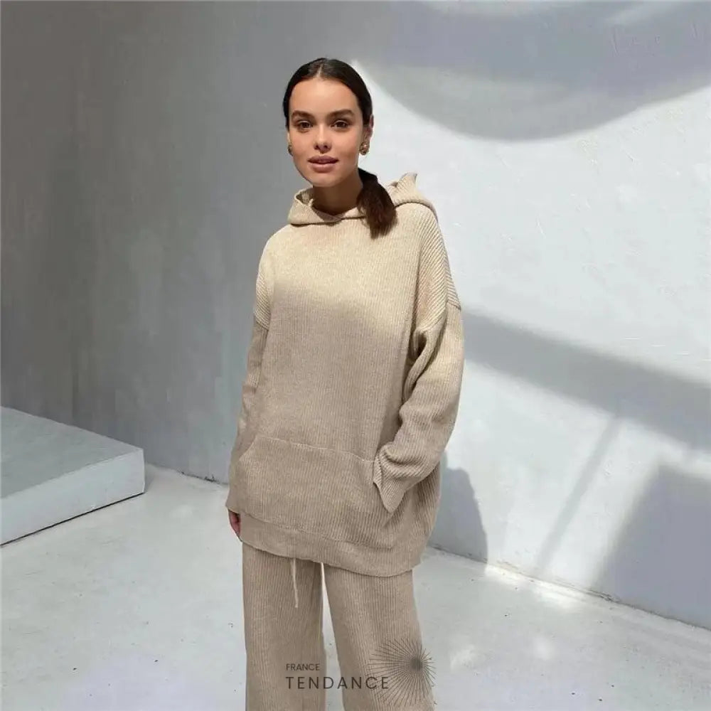 Ensemble Tricoté à Capuche | France-Tendance