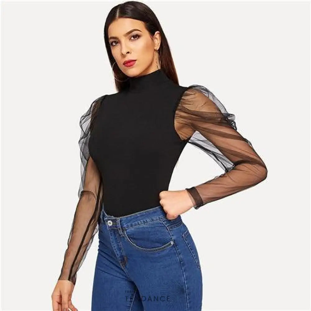 Haut Effet Transparent Aux Manches | France-Tendance