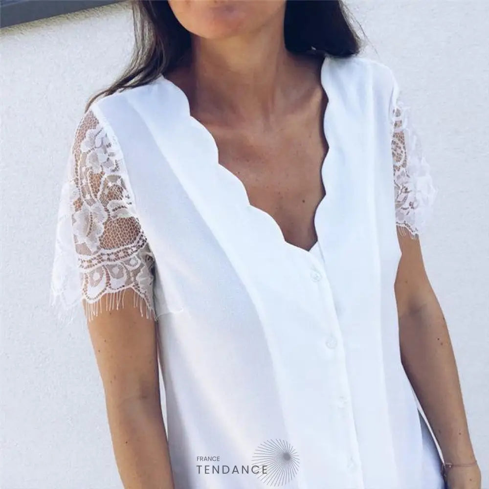 Haut Fluide - Manches En Dentelle | France-Tendance