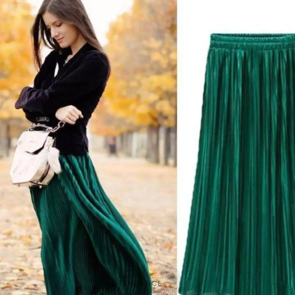 Longue Jupe Plissée Métallique | France-Tendance