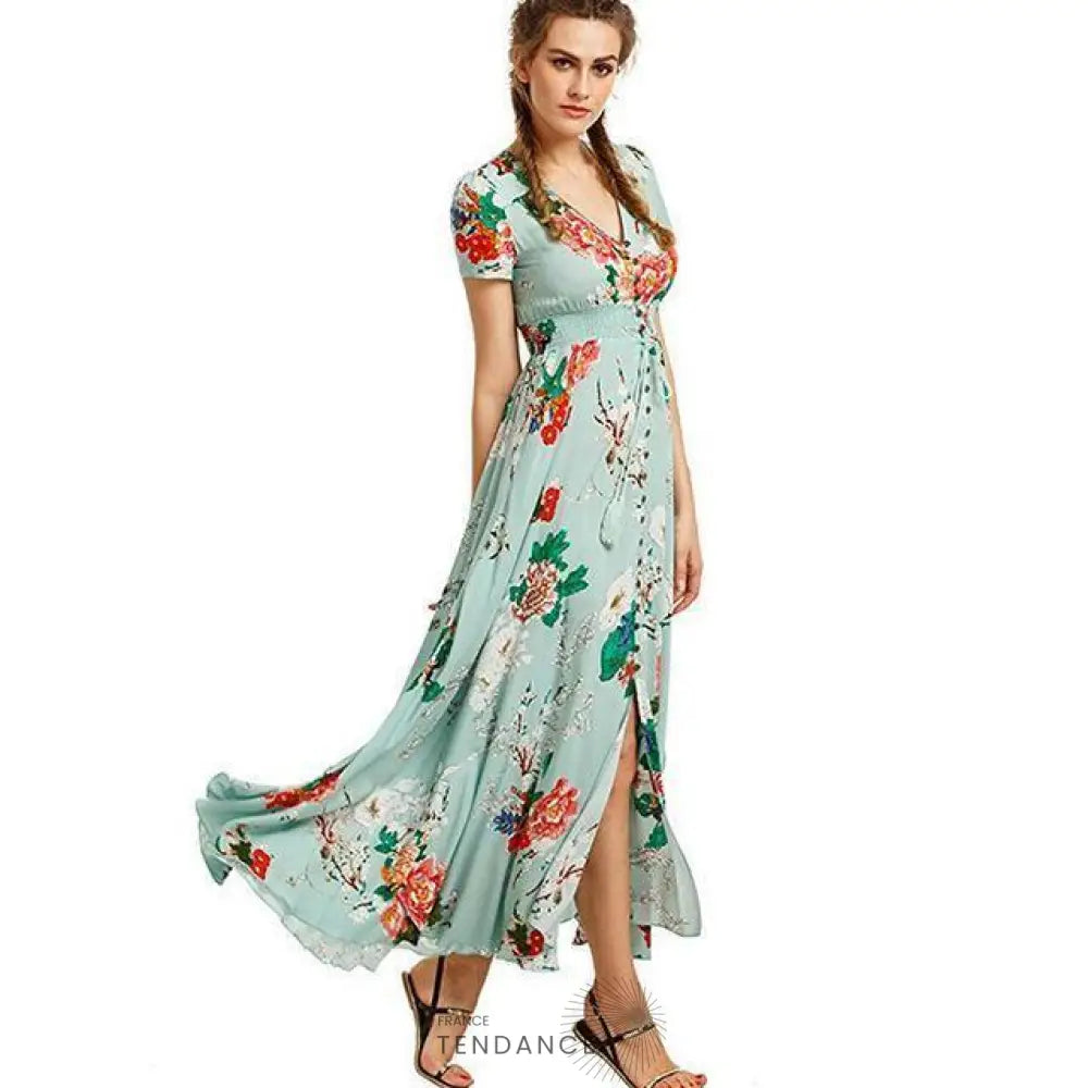 Maxi Robe De Soirée Florale Et évasée | France-Tendance