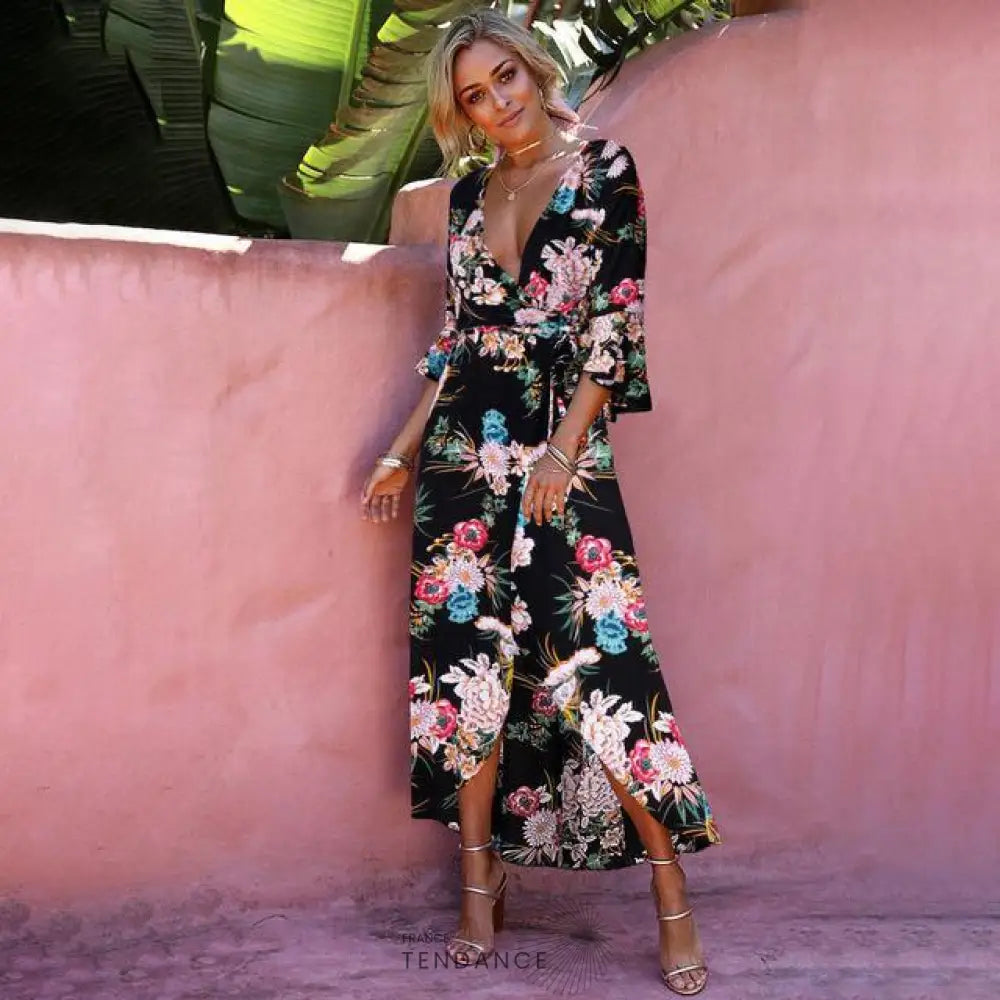Maxi Robe Rétro à Fleurs | France-Tendance
