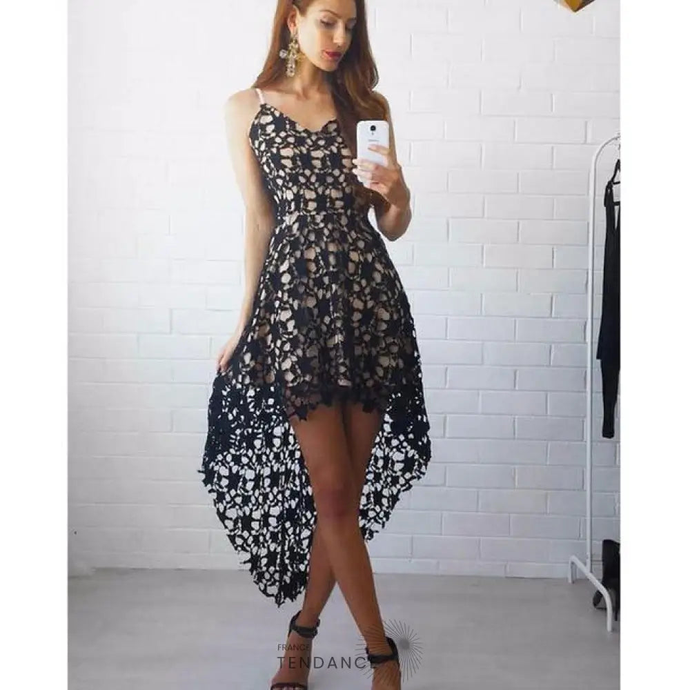 Mini Robe En Dentelle Asymétrique | France-Tendance