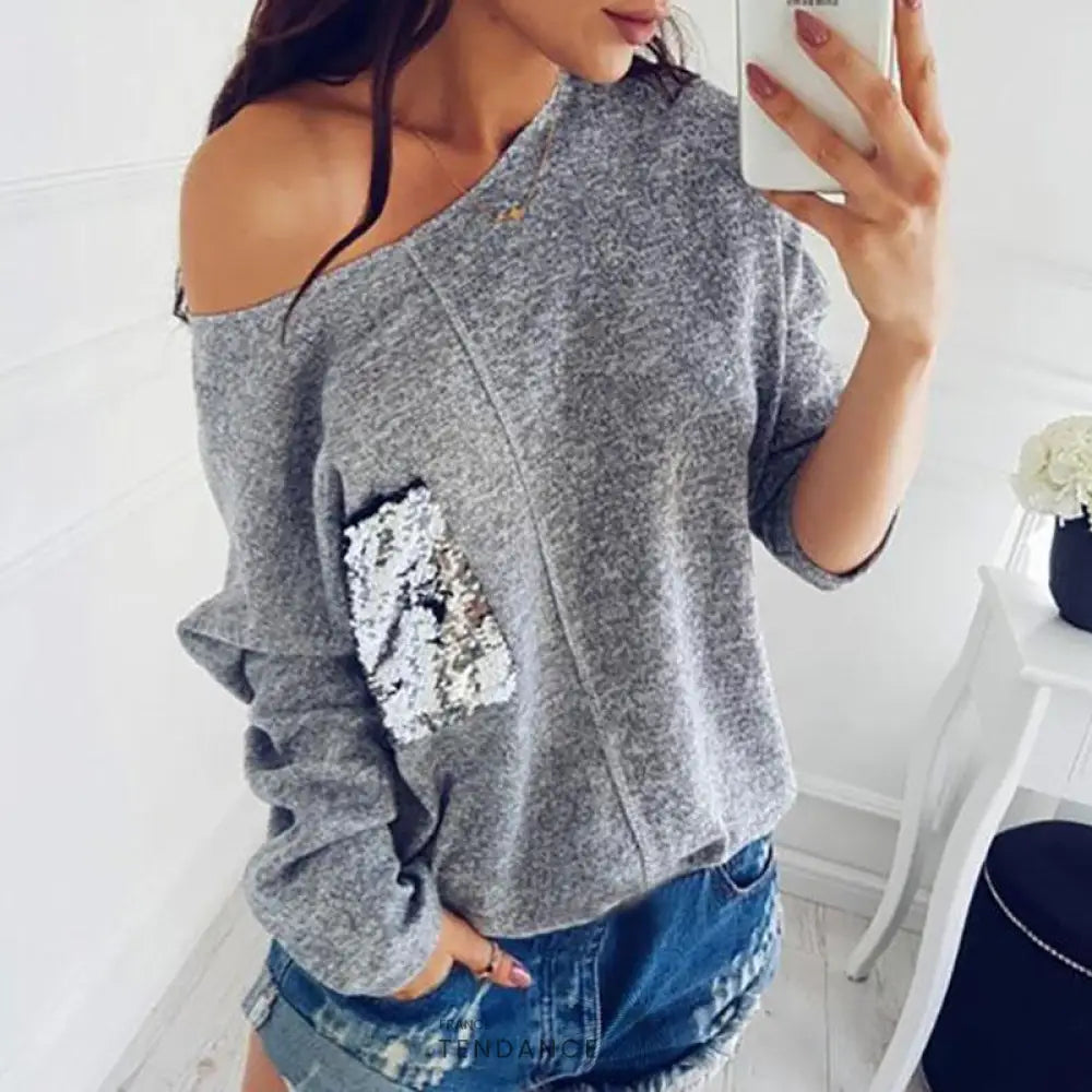 Pull Une épaule Gris | France-Tendance