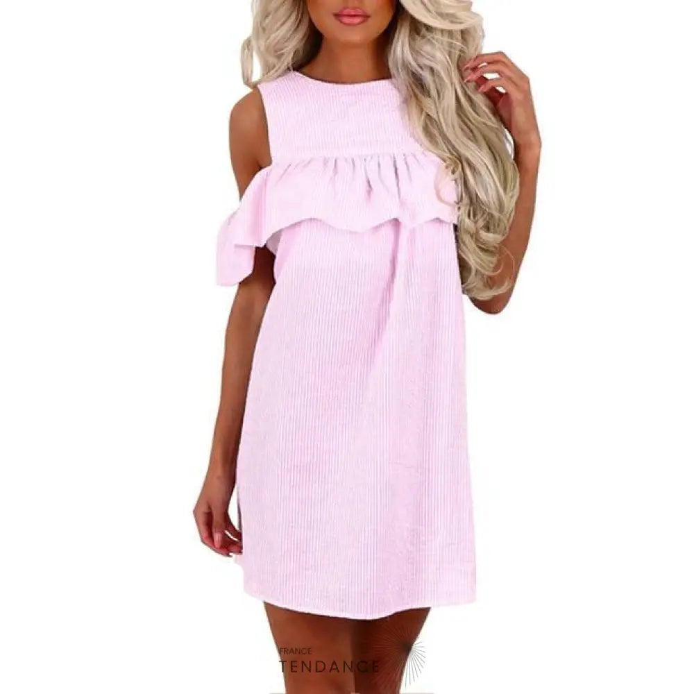 Robe épaules Dénudées à Volants | France-Tendance