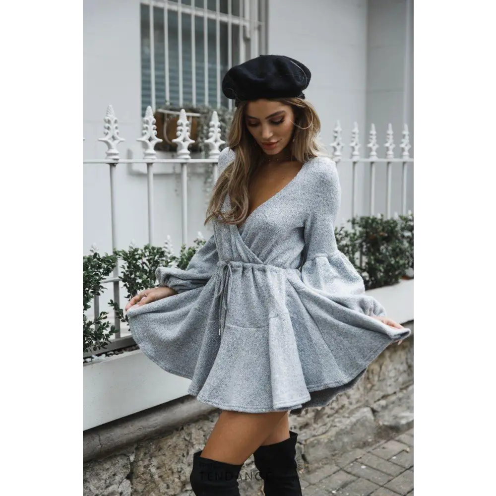 Robe Pull à Manches Bouffantes | France-Tendance