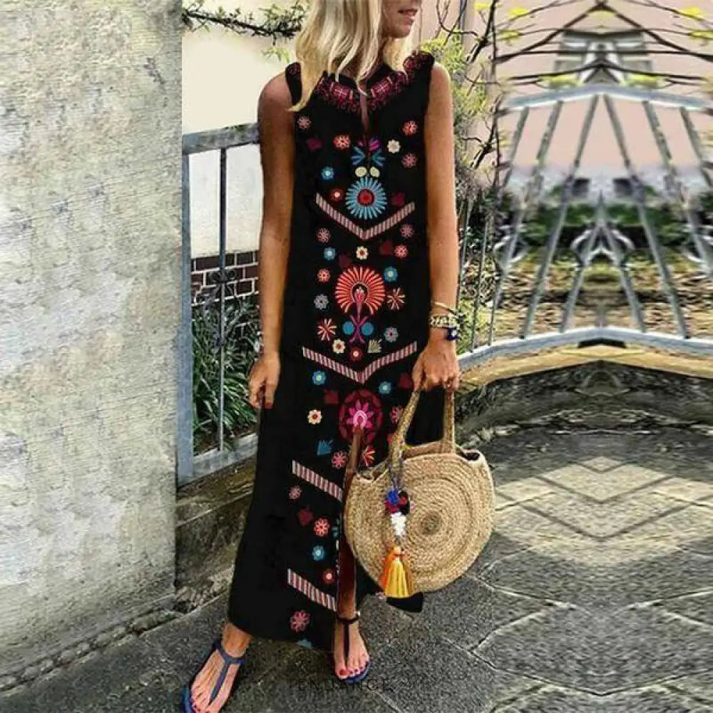 Robe Sans Manches Imprimé Boho | France-Tendance