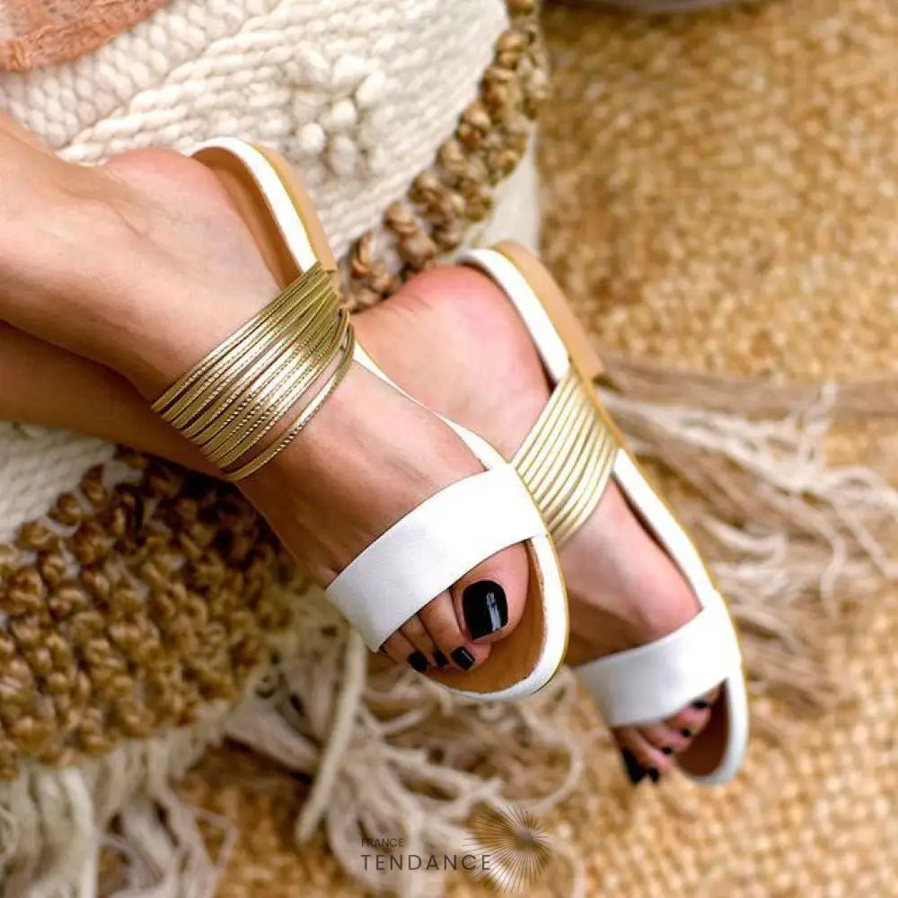 Sandales Plates Gold | France-Tendance