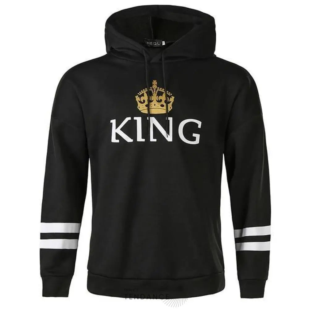 Sweats Couple Noir à Bandes | France-Tendance