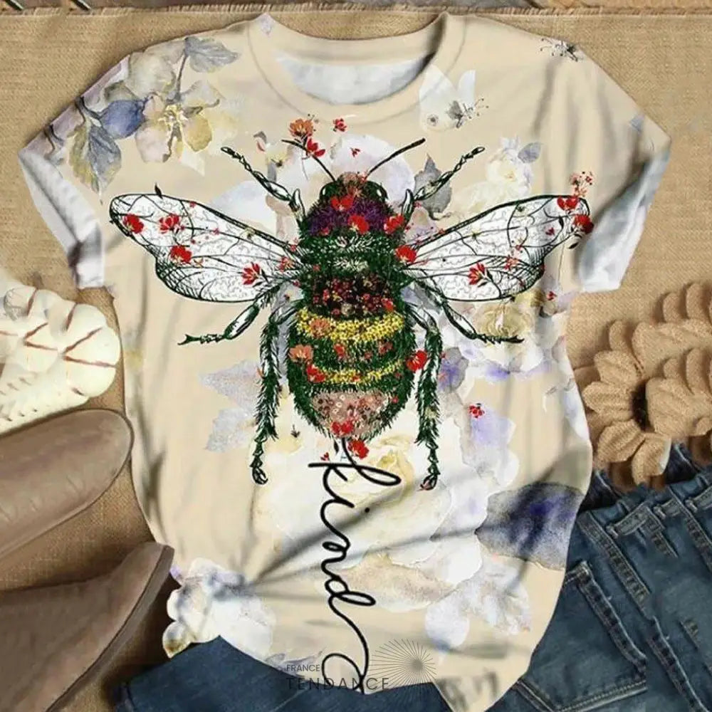 T-shirt Imprimé à Col Rond | France-Tendance