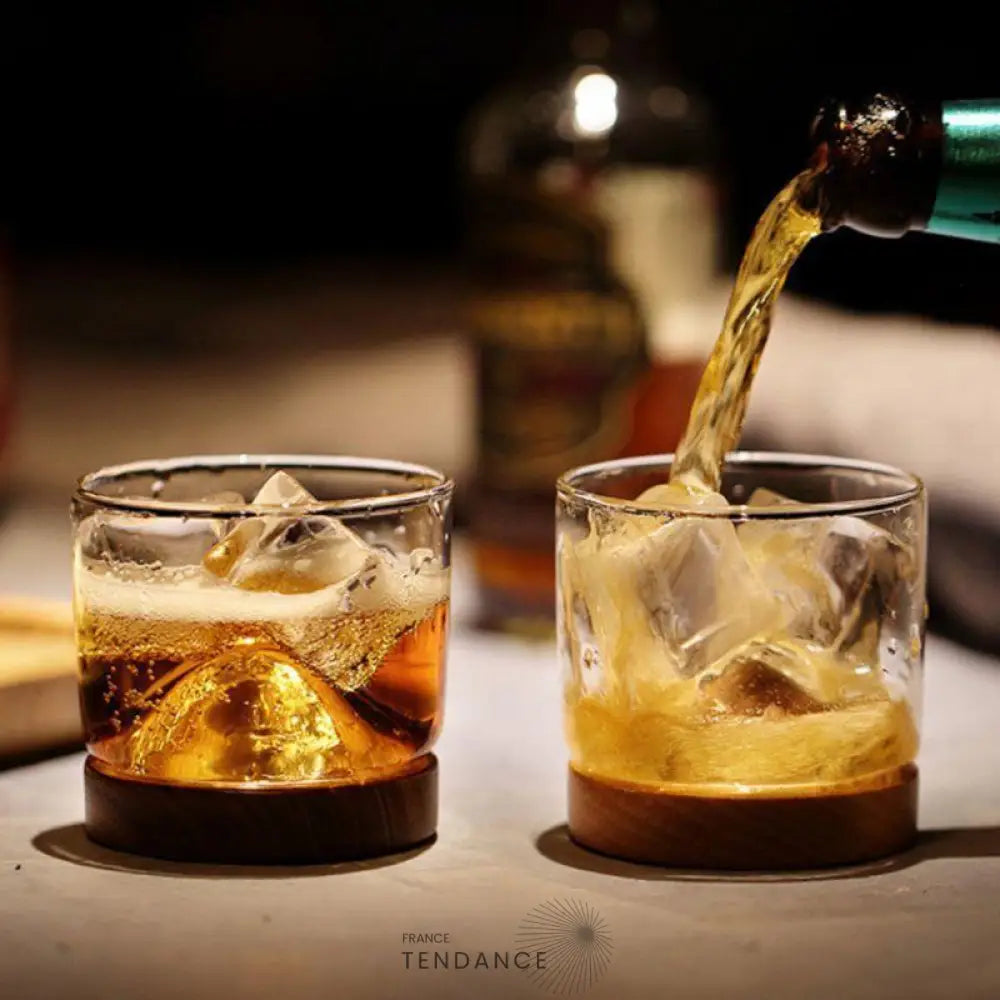 Verre à Whisky Design - Base En Bois | France-Tendance