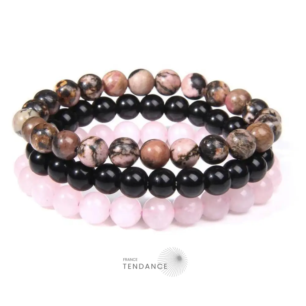3 Bracelets confiance En L’amour Quartz Rose Rhodonite