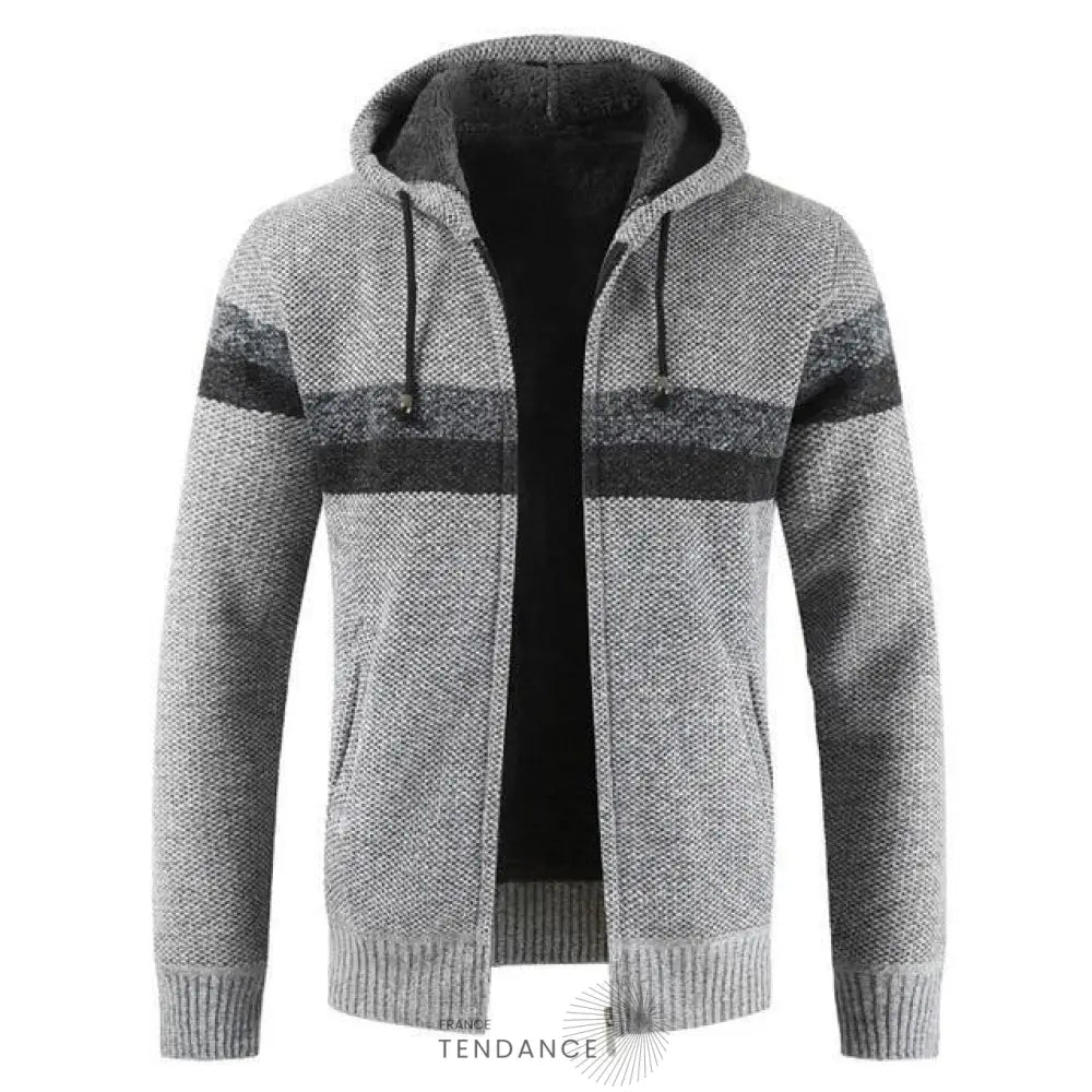 Cardigan Rayé à Capuche | France-Tendance