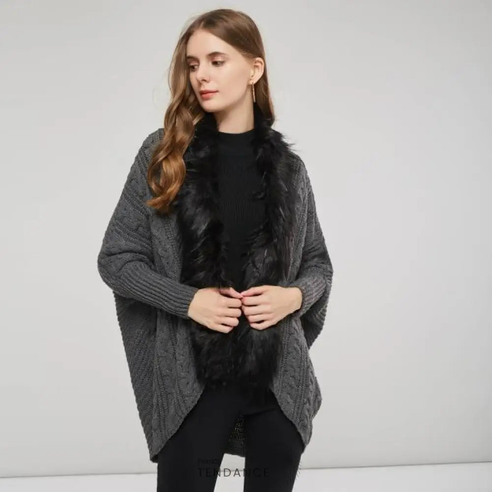 Cardigan Torsadé à Fourrure | France-Tendance