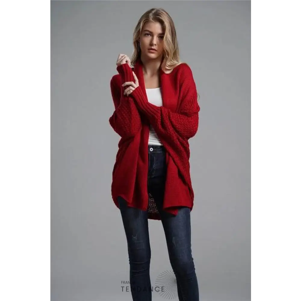 Cardigan Uni à Manches Chauve-souris | France-Tendance