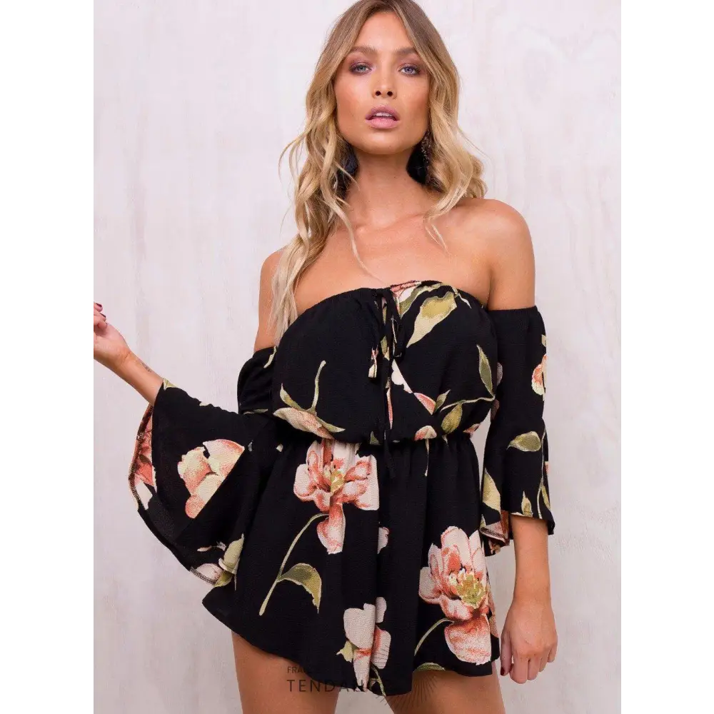 Combishort Longues Manches Et Imprimés Floraux |