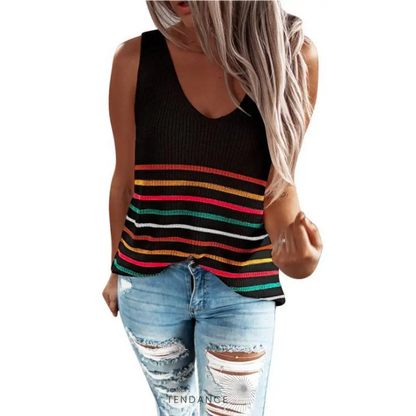 Débardeur Tricoté à Rayures | France-Tendance