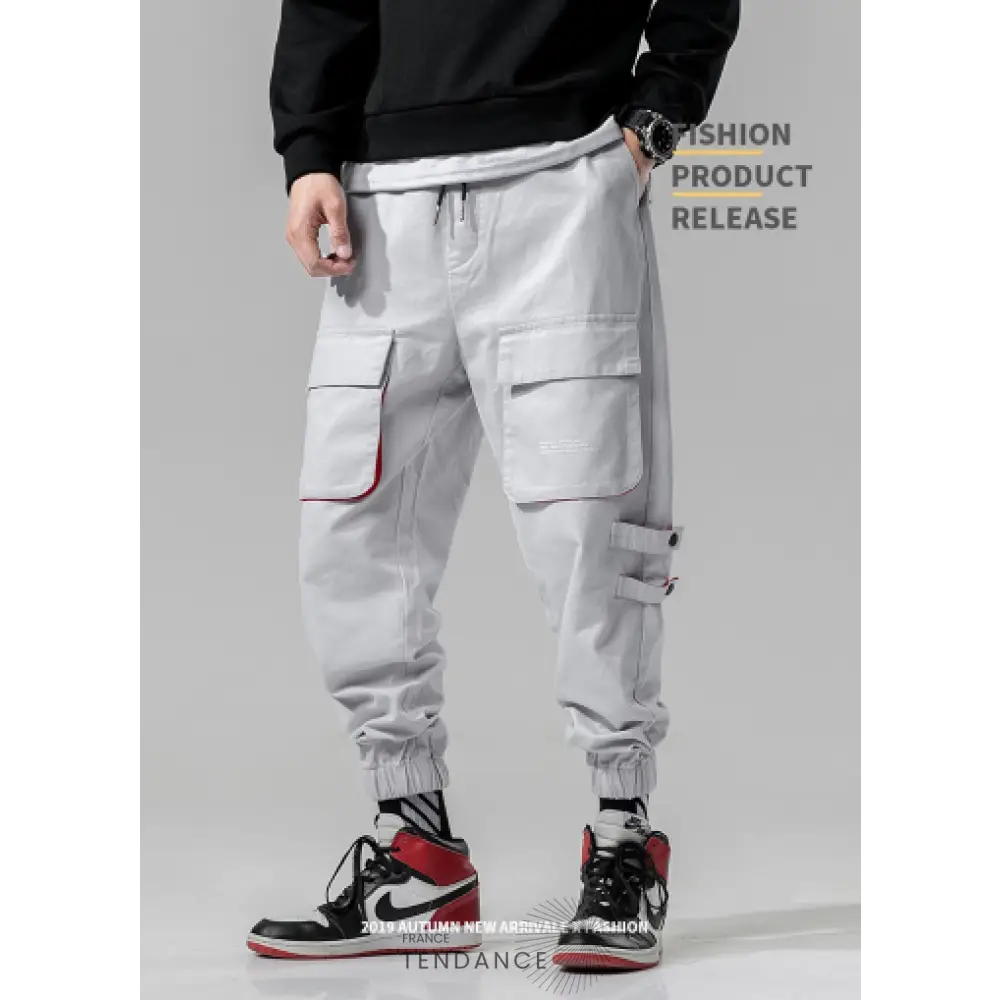 Elastic Waist Punk Pants Cargo Jogger | France-Tendance