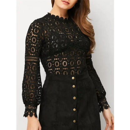 Elégant Chemisier En Dentelle Florale | France-Tendance