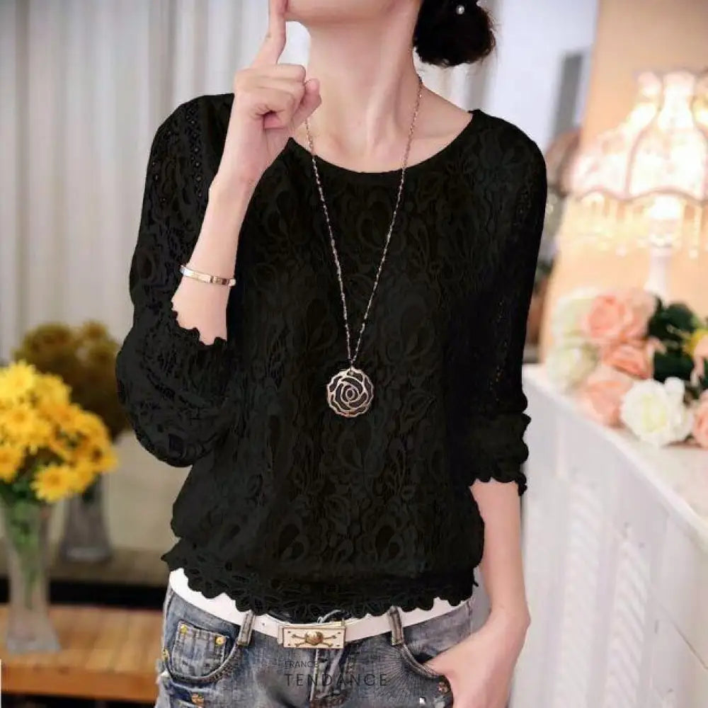 Haut à Manches Longues En Dentelle | France-Tendance
