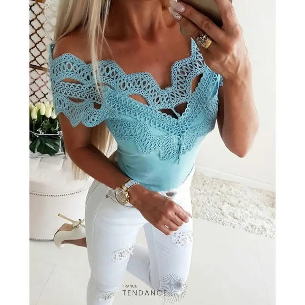 Haut Bardot Style Dentelle | France-Tendance