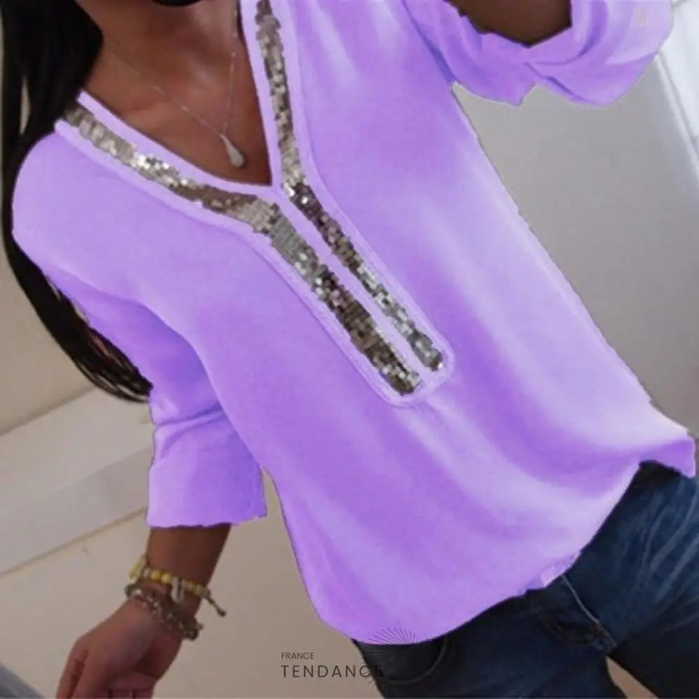 Haut Col En Sequins | France-Tendance