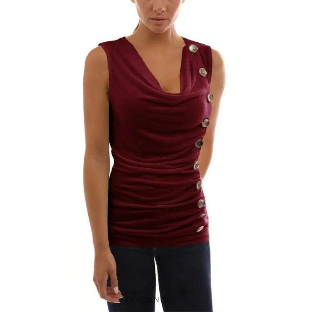 Haut Sans Manches à Boutons | France-Tendance