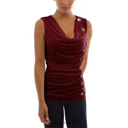 Haut Sans Manches à Boutons | France-Tendance