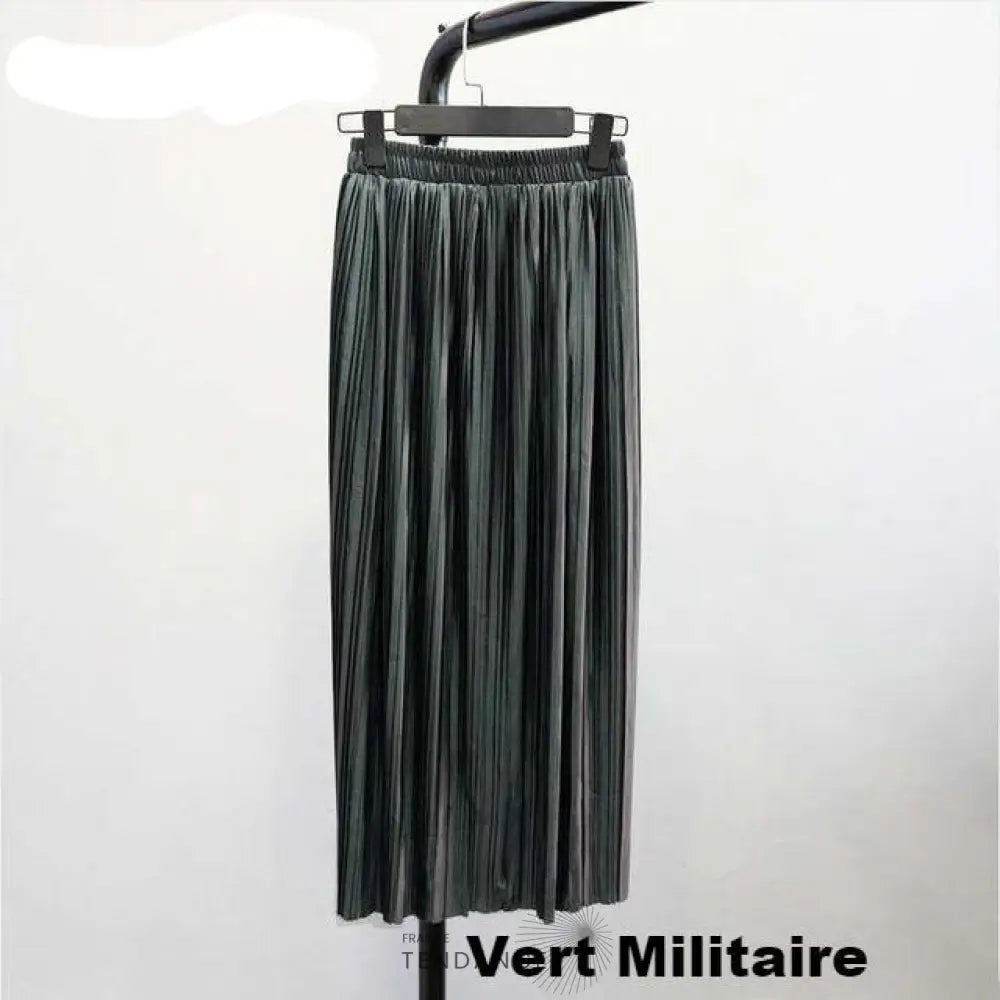 Longue Jupe Plissée Métallique | France-Tendance