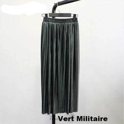 Longue Jupe Plissée Métallique | France-Tendance