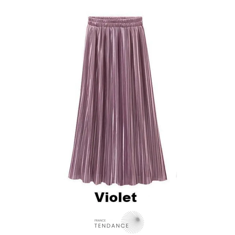 Longue Jupe Plissée Métallique | France-Tendance