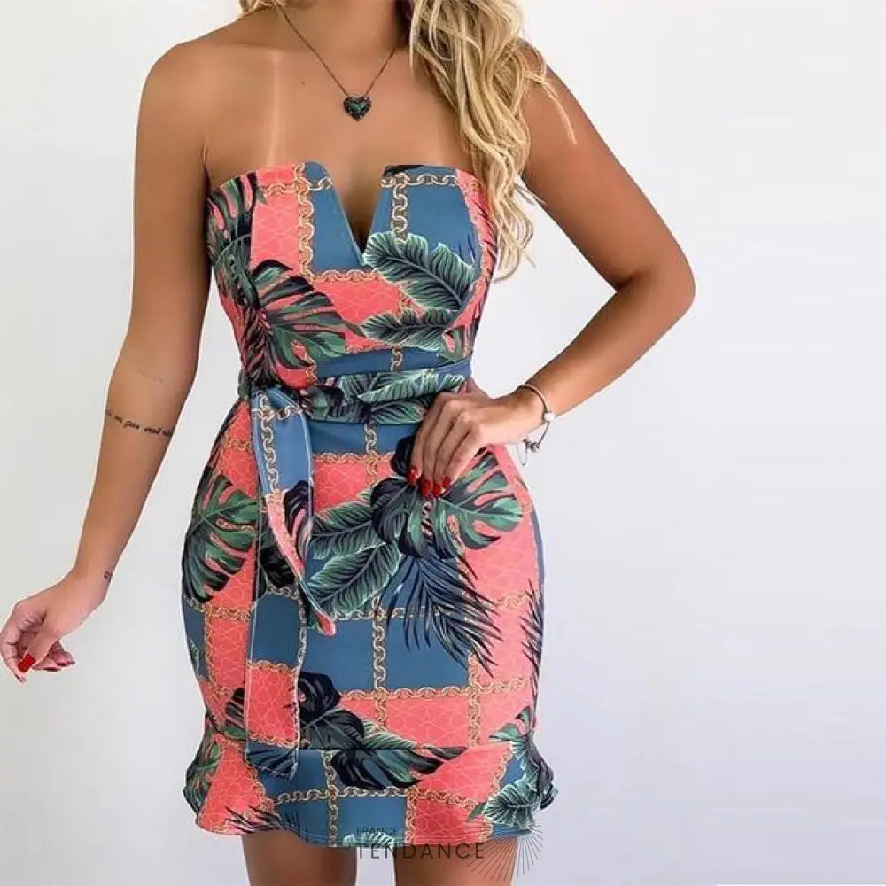 Mini Robe Bustier Fleurie | France-Tendance