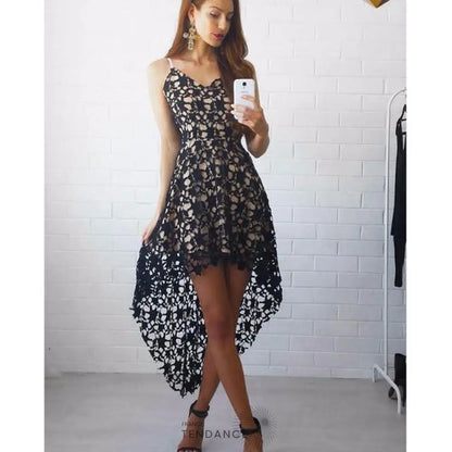 Mini Robe En Dentelle Asymétrique | France-Tendance