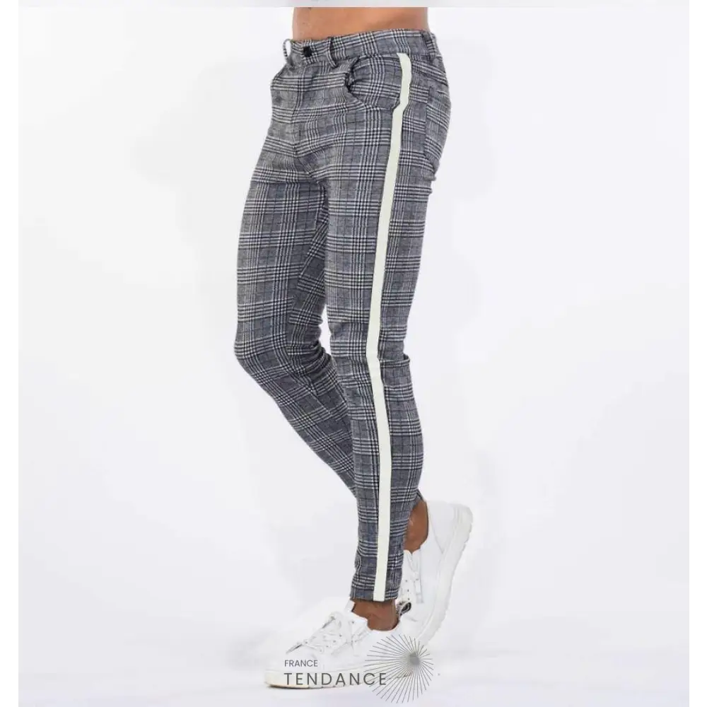 Pantalon à Carreaux Avec Bandes | France-Tendance