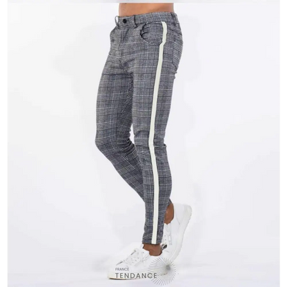 Pantalon à Carreaux Avec Bandes | France-Tendance