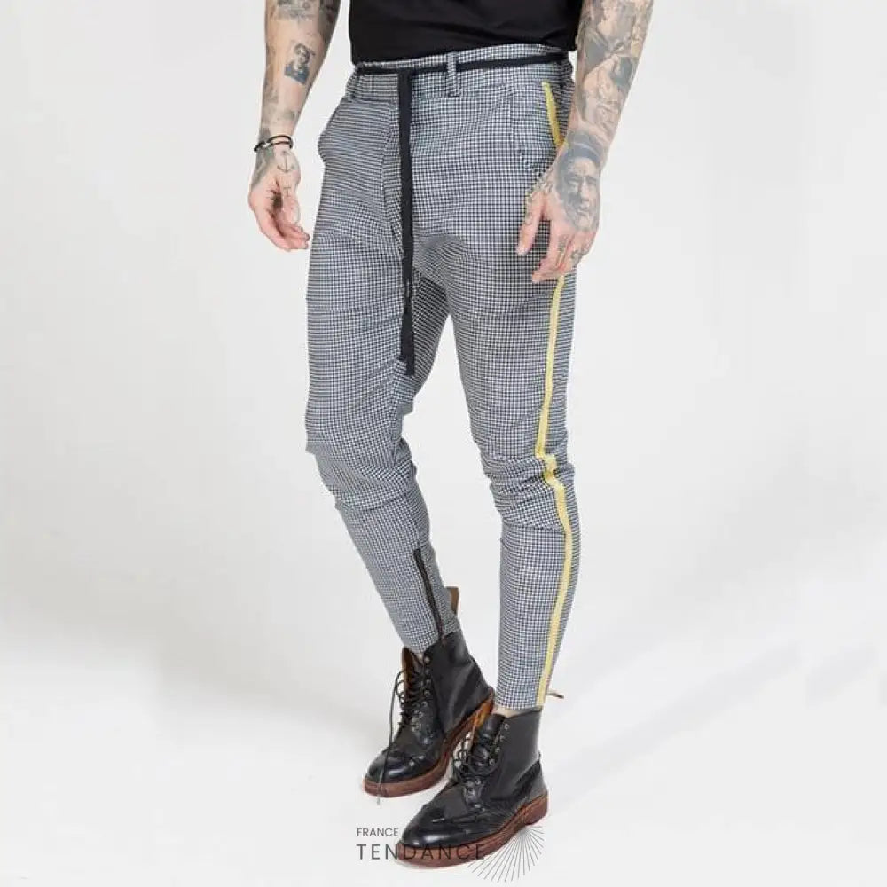 Pantalon à Carreaux Avec Bandes | France-Tendance