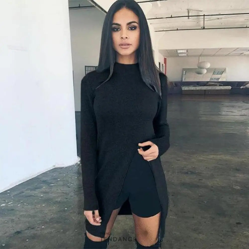 Pull Long Fendu à Manches Longues | France-Tendance