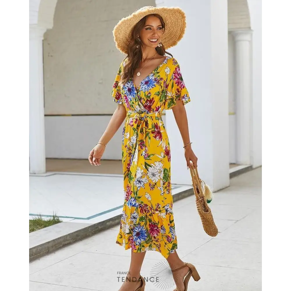 Robe Boho Florale Nouée | France-Tendance
