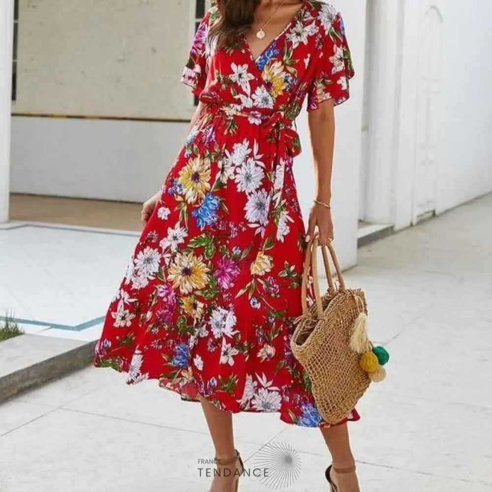 Robe Boho Florale Nouée | France-Tendance