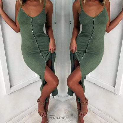 Robe Boutonnée à Bretelles | France-Tendance