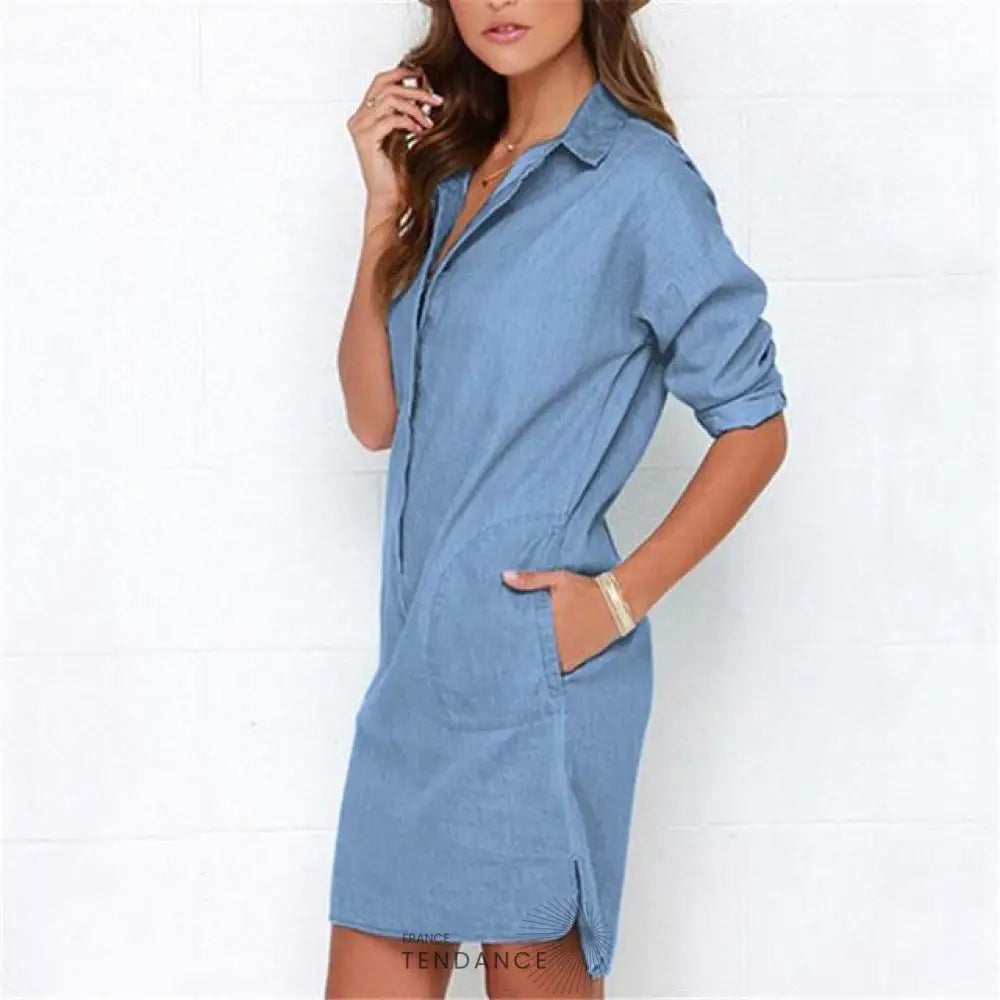 Robe Denim Manches Longues | France-Tendance