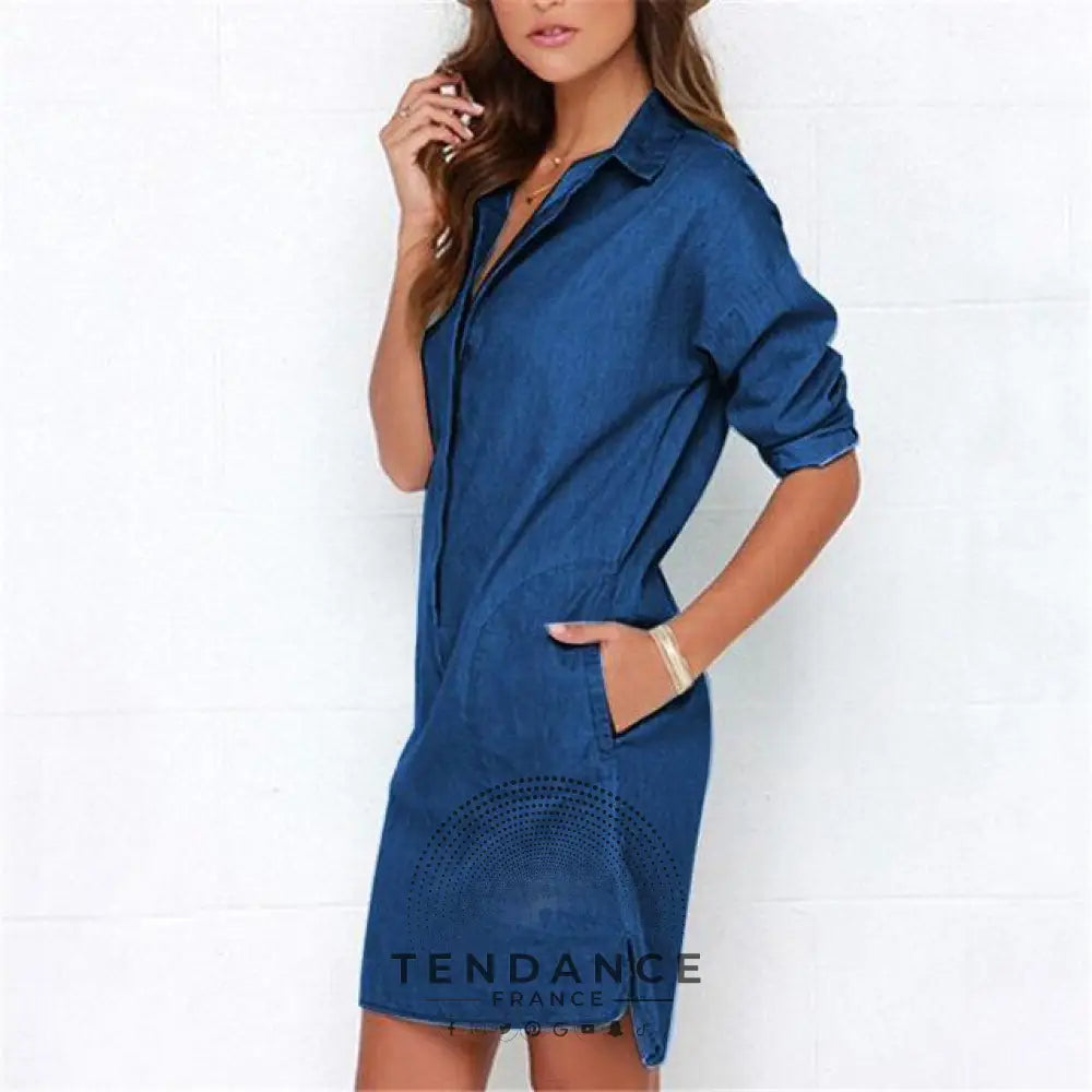 Robe Denim Manches Longues | France-Tendance