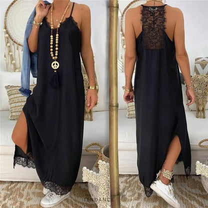 Robe Fendue à Dentelle | France-Tendance