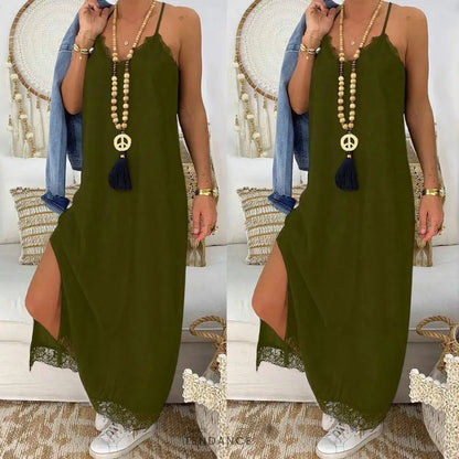 Robe Fendue à Dentelle | France-Tendance