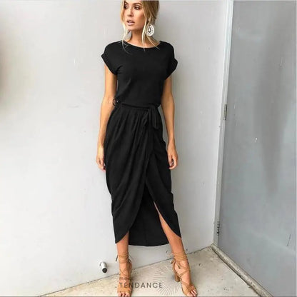 Robe Fendue à Manches Courtes | France-Tendance