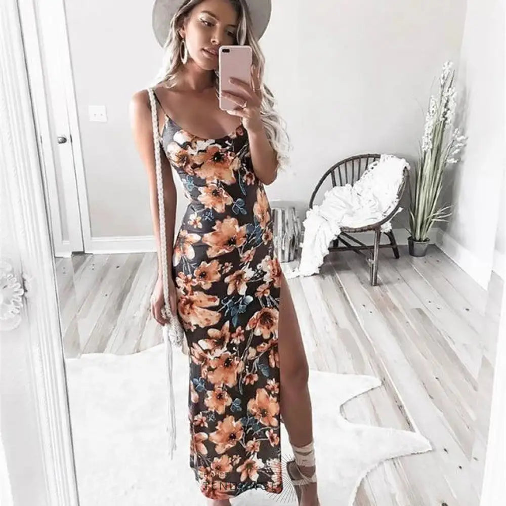 Robe Florale Fendue | France-Tendance